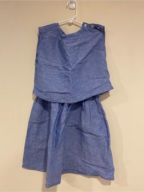 Crewcuts Girls' Blue Linen Two-Piece Dress